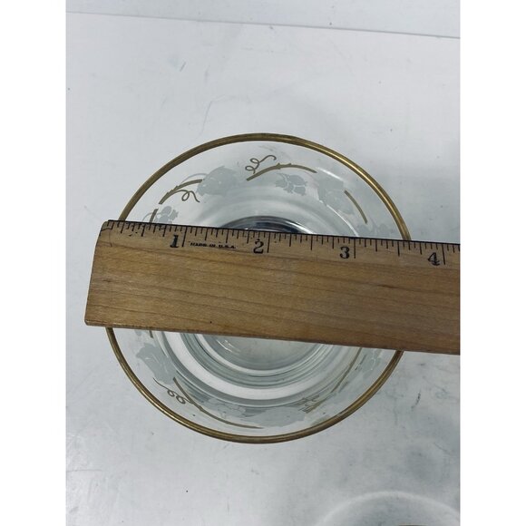 Vtg Libbey Ivy Bower Glass Fruit Dessert Bowl Set of 3 Gold Rim Etched Leaf - Picture 6 of 7